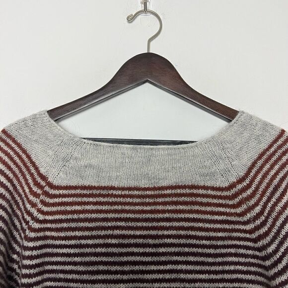Cocogio Grey Burgundy Gradient Stripe Long Sleeve Wool Mohair Sweater Size Large - Picture 6 of 9